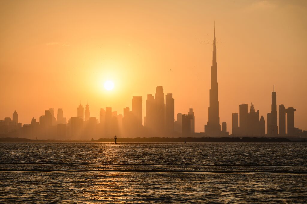 Dubai City Skyline at Sunset