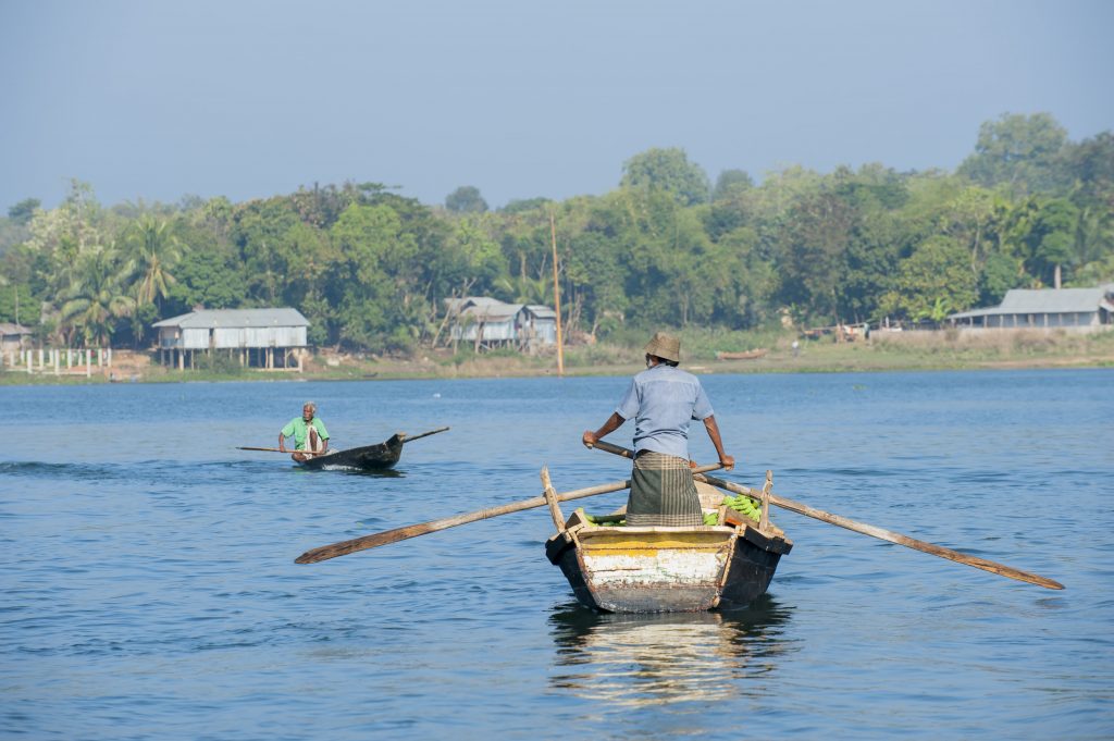 Row boats in Chittagong's waterways