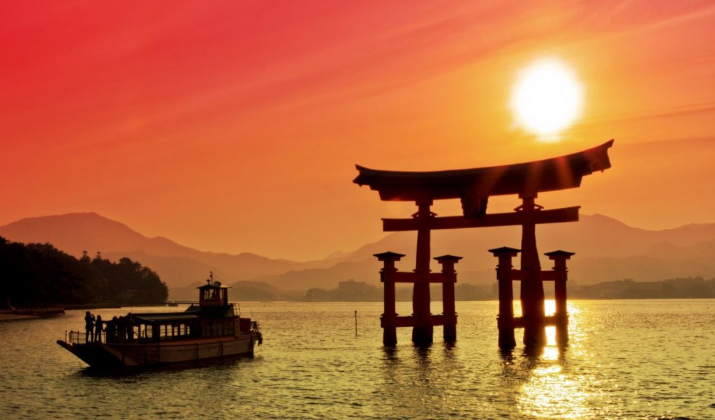 the torii gate at sunset